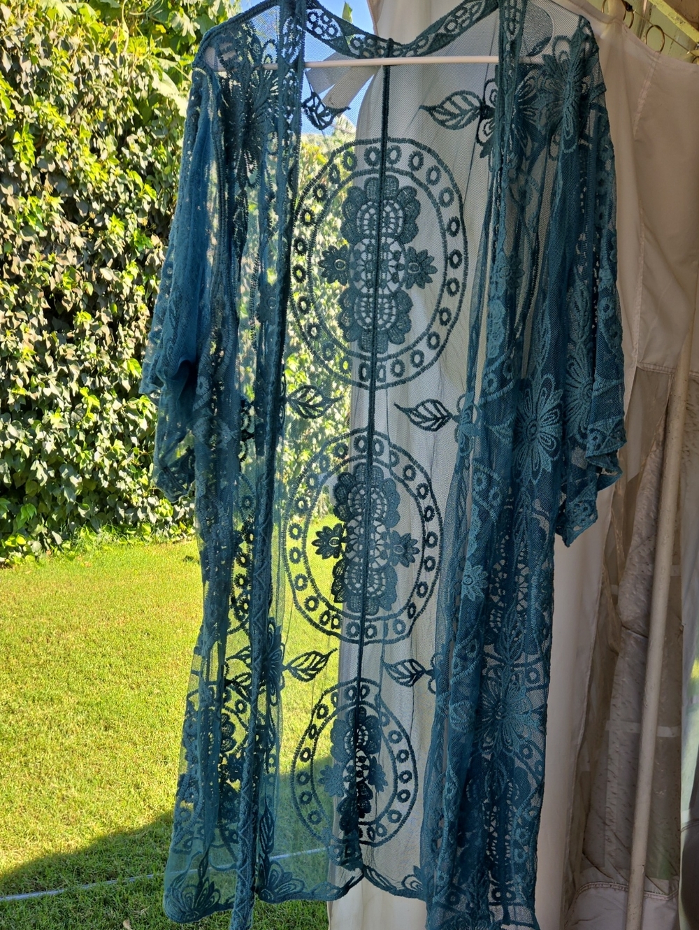Teal Lace Kimono Cover-Up - Unbranded